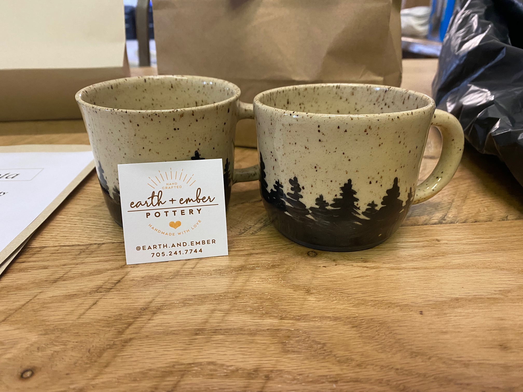 2 Handcrafted Stoneware Mugs / Midland Rotary Auction