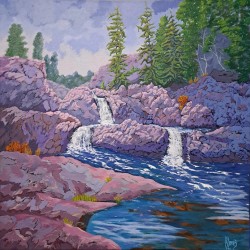 Original Painting Three Little Waterfalls by Brian Loney